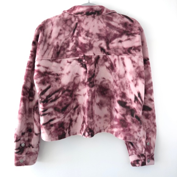 Abound Crop Fleece Shirt Purple Pink Tie Dye Snap Front Nordstrom M - Picture 6 of 12